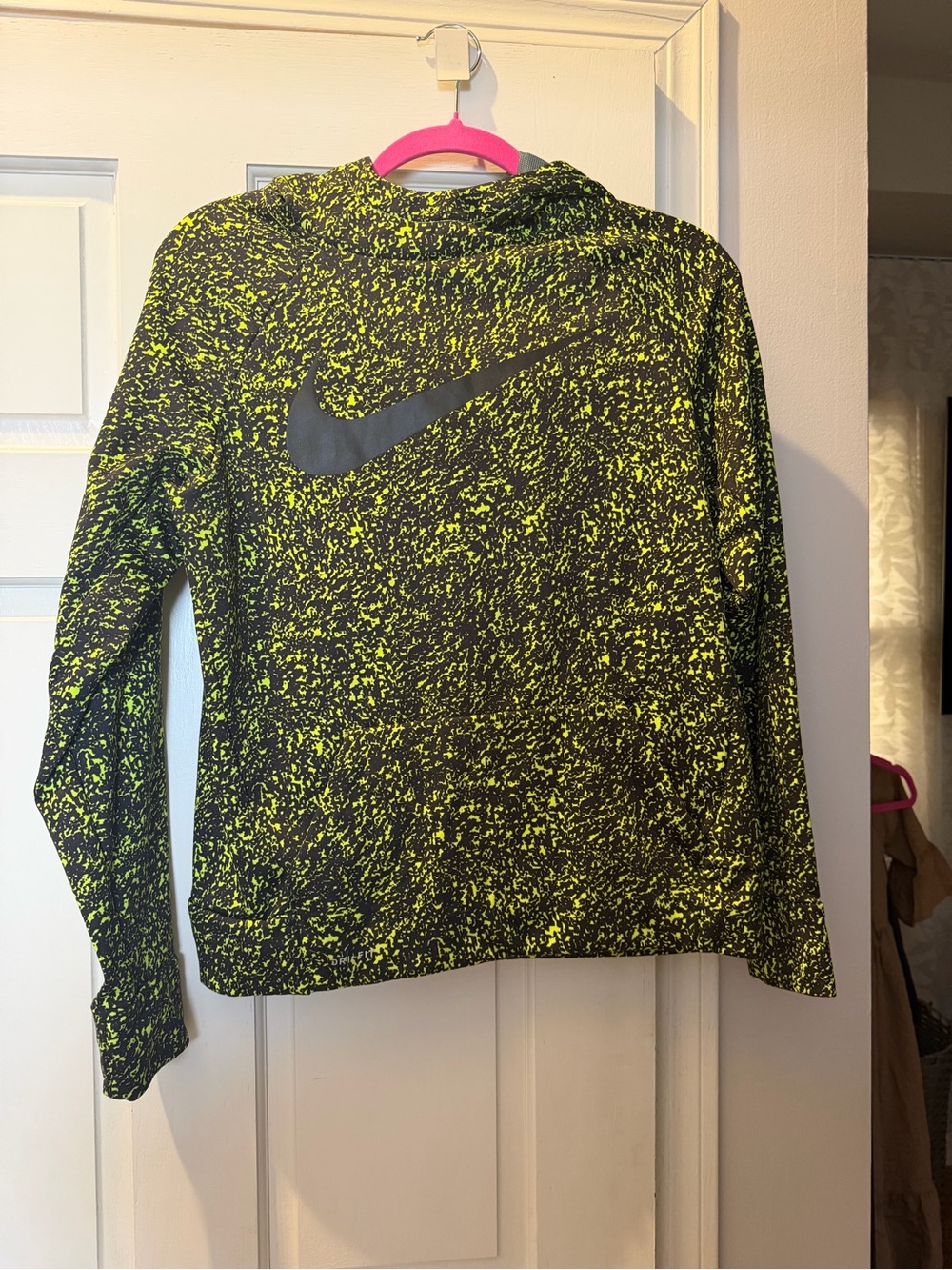Nike Kids Black & Neon Yellow Speckled Pullover Hoodie